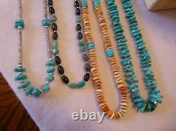 10 Piece Native American Southwestern Vintage Turquoise & Coral Jewelry 925 Lot