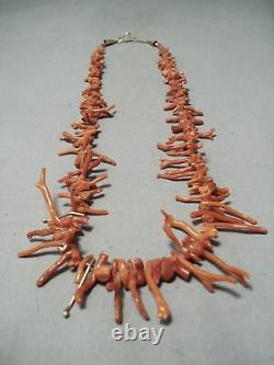 14k Gold Vintage Navajo Coral Native American Jewelry Necklace Old