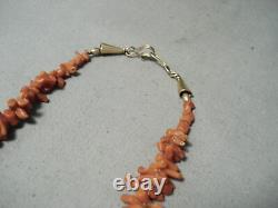 14k Gold Vintage Navajo Coral Native American Jewelry Necklace Old