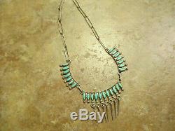 16 Vintage Zuni E ETSATE Sterling Silver PETIT POINT Turquoise Necklace