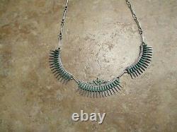 17 DYNAMITE Vintage Zuni Sterling Silver NEEDLEPOINT Turquoise Necklace