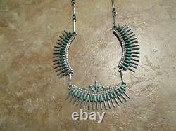 17 DYNAMITE Vintage Zuni Sterling Silver NEEDLEPOINT Turquoise Necklace