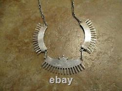 17 DYNAMITE Vintage Zuni Sterling Silver NEEDLEPOINT Turquoise Necklace