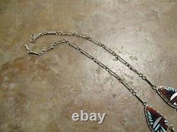 17 Exquisite Vintage Zuni Sterling Silver Inlay Turquoise Coral MOP Necklace