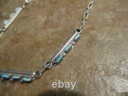 17 FINE Vintage Zuni Sterling Silver PETIT POINT Turquoise Necklace