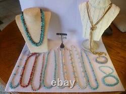 17 Piece Native American Southwestern Vintage Turquoise & Coral Jewelry 925 Lot