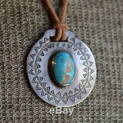 1920s Navajo Vintage Old Pawn Fred Harvey Watch Fob Silver Turquoise Necklace