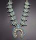 1940s Vintage ZUNI Sterling Silver TURQUOISE Petit Point SQUASH BLOSSOM Necklace