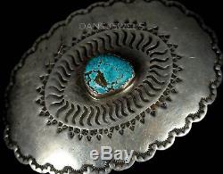 1960s Old Pawn Vintage NAVAJO Sterling Natural Turquoise Belt Buckle by CA WIN