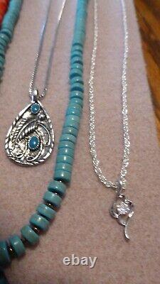 22 Native American Southwestern Vintage Turquoise & Gemstone Jewelry Lot