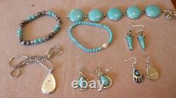 22 Native American Southwestern Vintage to Modern Turquoise & Coral Jewelry Lot