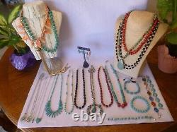 25 Piece Native American Southwestern Vintage Turquoise & Gemstone Jewelry Lot