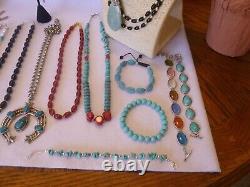 25 Piece Native American Southwestern Vintage Turquoise & Gemstone Jewelry Lot