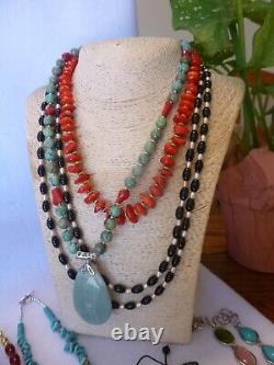 25 Piece Native American Southwestern Vintage Turquoise & Gemstone Jewelry Lot