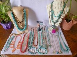 28 Piece Native American Southwestern Vintage Turquoise & Gemstone Jewelry Lot