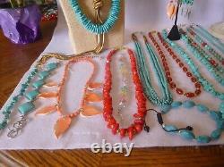 28 Piece Native American Southwestern Vintage Turquoise & Gemstone Jewelry Lot