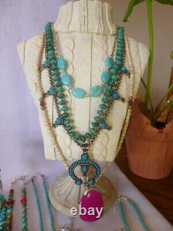 28 Piece Native American Southwestern Vintage Turquoise & Gemstone Jewelry Lot