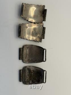 2 Sets Of Vtg Native American Sterling Silver Turquoise Watch Tips