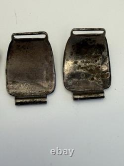 2 Sets Of Vtg Native American Sterling Silver Turquoise Watch Tips