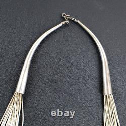 30 Native American 925 sterling liquid silver lapis necklace 20-strand 60g vtg