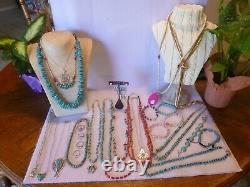 32 Piece Native American Southwestern Vintage Turquoise & Gemstone Jewelry Lot