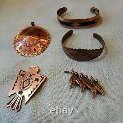 5 Pieces Vintage Copper Bell Trading Post Native American Copper Jewelry Group