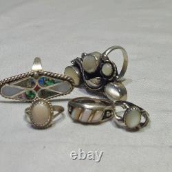 5 native american navajo jewelry STERLING SILVER assorted size Vtg ring lot 22g