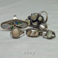 5 native american navajo jewelry STERLING SILVER assorted size Vtg ring lot 22g