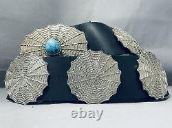 621 Gram Spiderweb Vintage Navajo Turquoise Sterling Silver Concho Belt- Wow