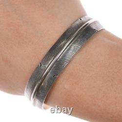 6.25 Vintage Native American Sterling feather cuff bracelet