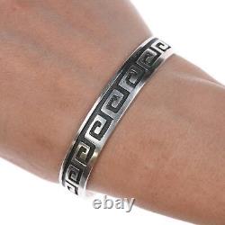 6.25 Vintage Native American overlay style sterling cuff bracelet