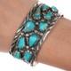 6.25 Vintage Zuni sterling carved turquoise cuff bracelet