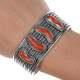 6.5 Vintage Native American twisted silver wire coral cuff bracelet