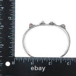 6.5 Vintage Native American twisted silver wire coral cuff bracelet