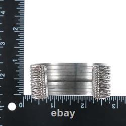 6.5 Vintage Native American twisted silver wire coral cuff bracelet