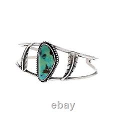 6.5 Vtg Navajo Sterling Silver Turquoise Cuff Bracelet Native American Old Pawn