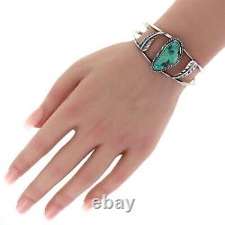 6.5 Vtg Navajo Sterling Silver Turquoise Cuff Bracelet Native American Old Pawn