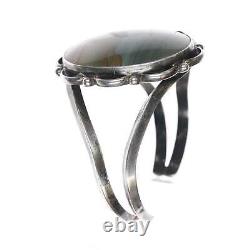 6 Vintage Native American silver and picture jasper cuff bracelet