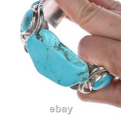 7 1/8 Vintage Native American silver and turquoise cuff bracelet