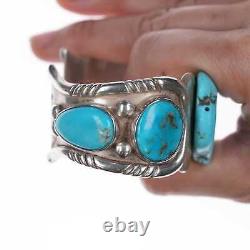 7 1/8 Vintage Native American silver and turquoise cuff bracelet