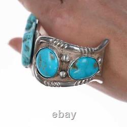7 1/8 Vintage Native American silver and turquoise cuff bracelet