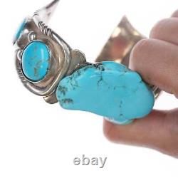 7 1/8 Vintage Native American silver and turquoise cuff bracelet