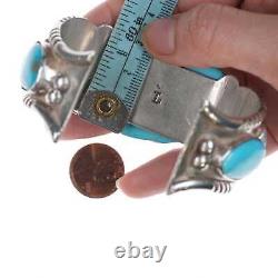 7 1/8 Vintage Native American silver and turquoise cuff bracelet