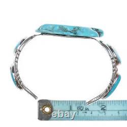 7 1/8 Vintage Native American silver and turquoise cuff bracelet