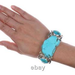7 1/8 Vintage Native American silver and turquoise cuff bracelet