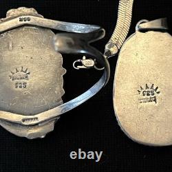 $800 VTG Sterling Silver Turquoise Navajo SetBracelet, Pendant and Necklace