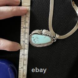 $800 VTG Sterling Silver Turquoise Navajo SetBracelet, Pendant and Necklace