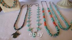 8 Piece Native American Southwestern Vintage Gemstone Sterling Silver Necklaces