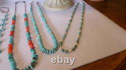 8 Piece Native American Southwestern Vintage Gemstone Sterling Silver Necklaces