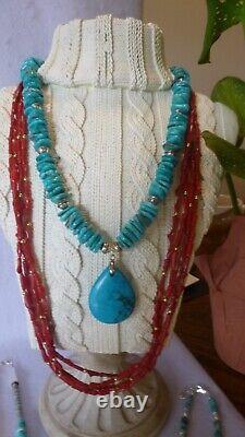 8 Piece Native American Southwestern Vintage Gemstone Sterling Silver Necklaces